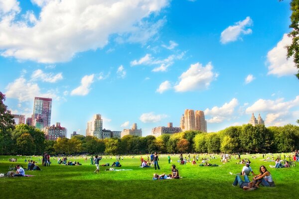 Parc bondé à New York en été