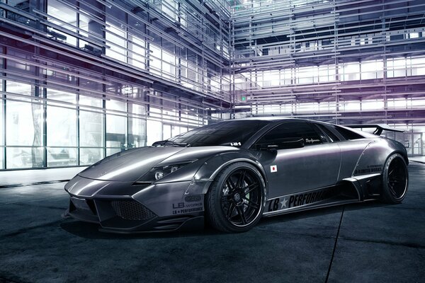 Supercar lamborghini murcielago in futuristischer Lage