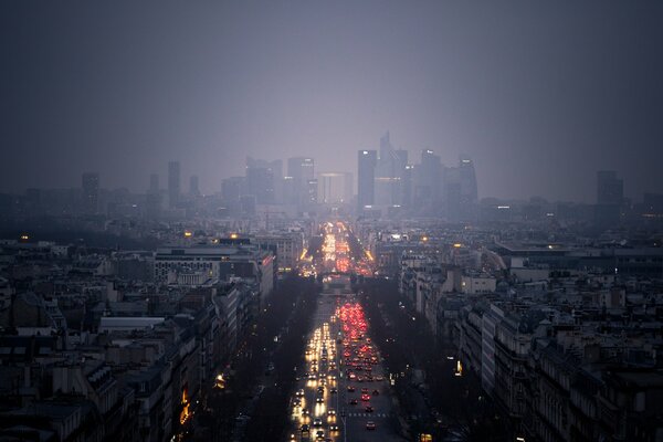 The city is nocturnal in cloudy weather
