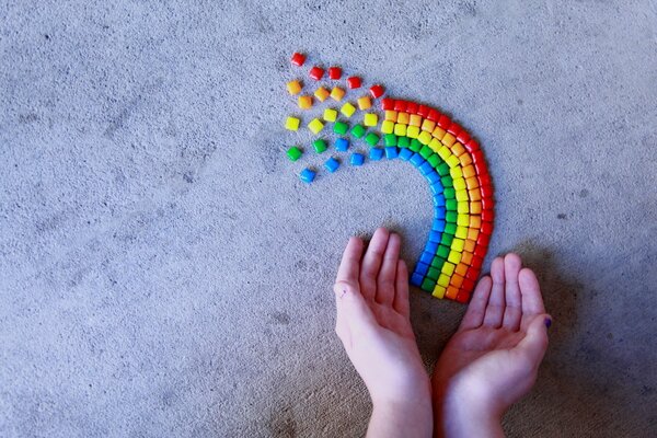 Ein heller Regenbogen aus leckeren Kaugummis