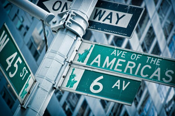 Road signs in America. Street signs in the USA