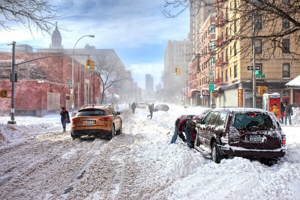 Strade innevate di New York