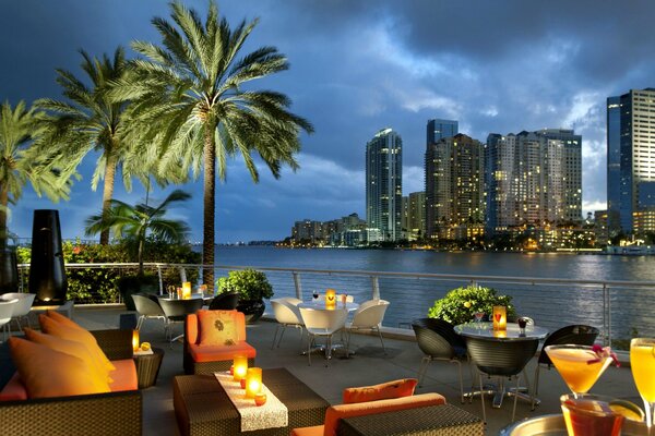 View of the ocean and the city of Miami