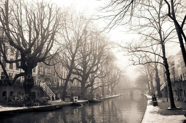 Zimowa Rzeka w Amsterdamie