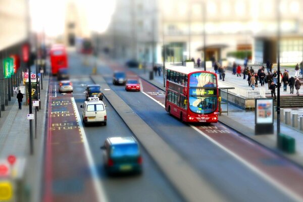 Calle de Londres con autobús de dos pisos
