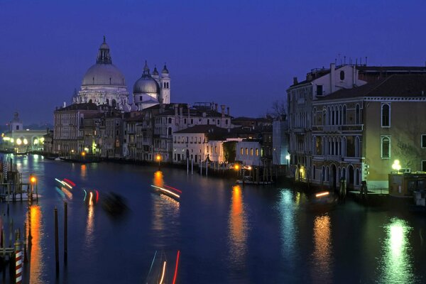 Venice Grand Canal night lights water reflection