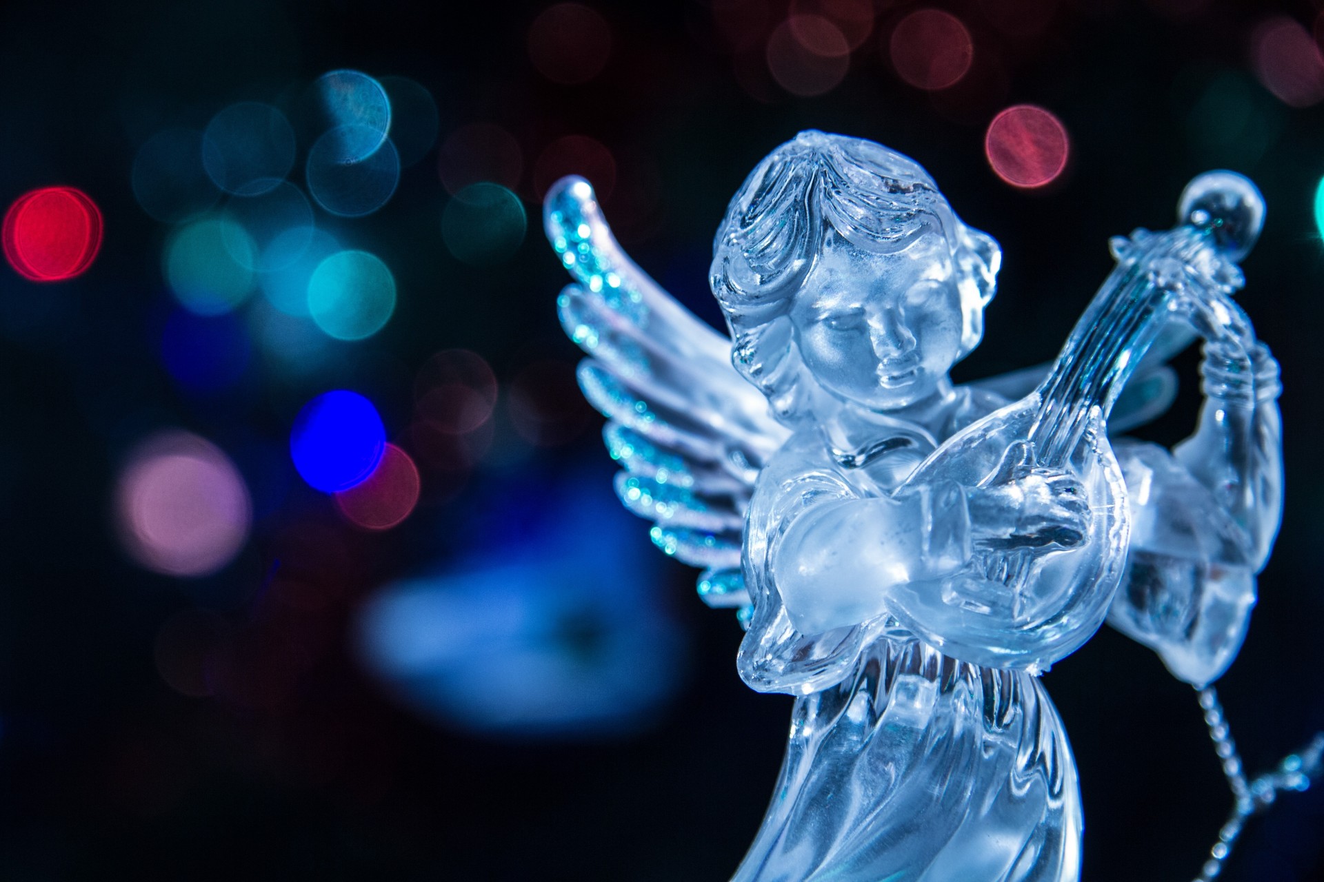 lights new year christmas angel lute