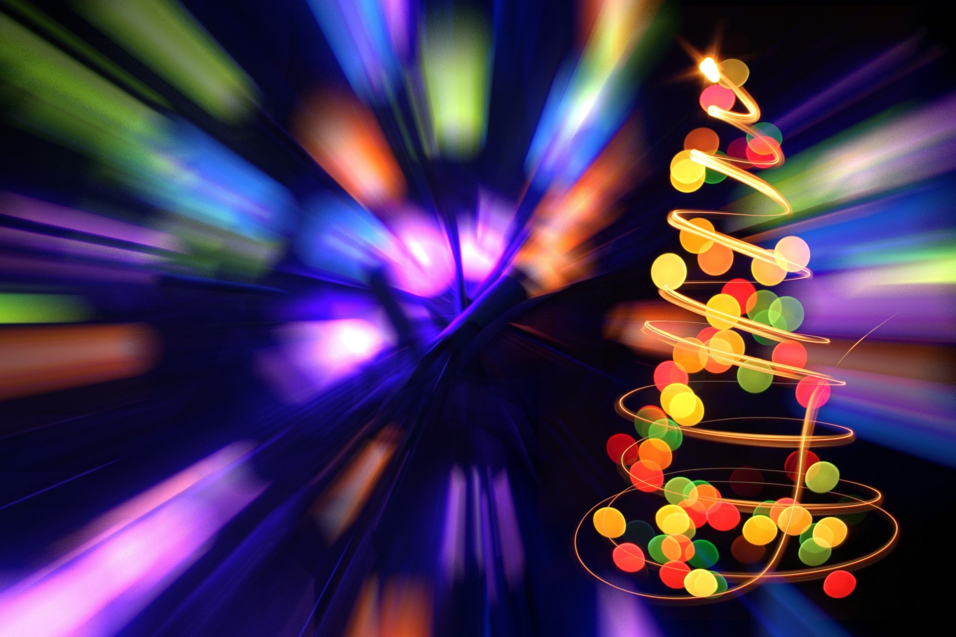 christmas tree bokeh spiral abstract new year