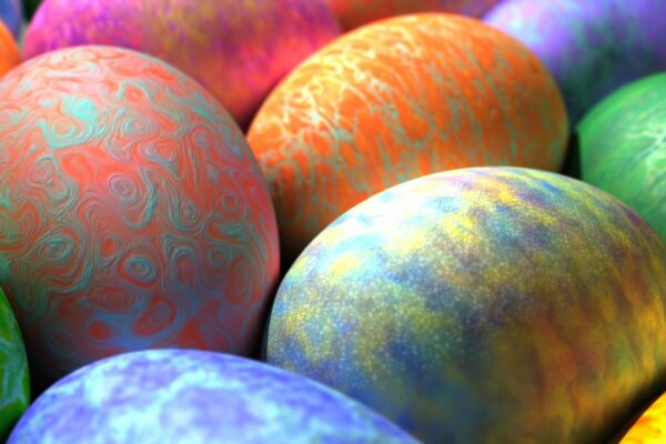 Bright Easter eggs with golden patterns