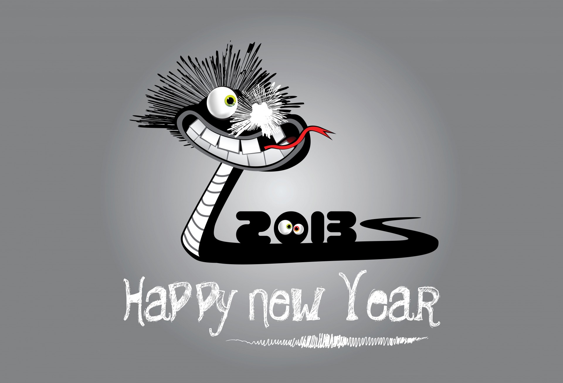 grey new year 2013 teeth inscription eyes humor background snake