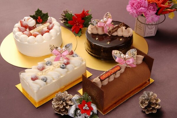 New Year s sweet dessert. Types of table setting