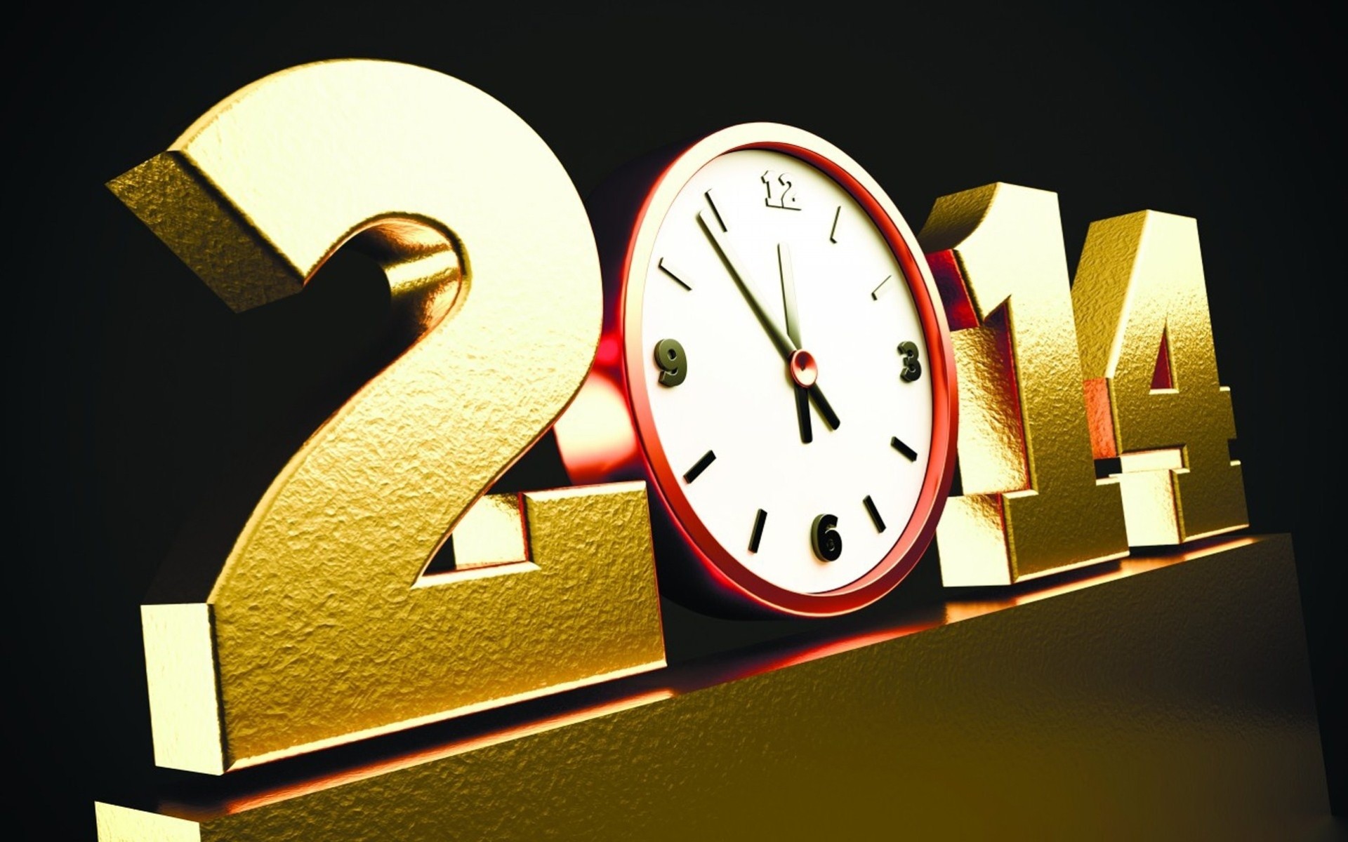 2014 números año nuevo oro reloj