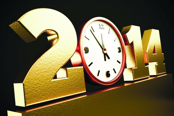 Neue 2014 Jahr goldene Uhr