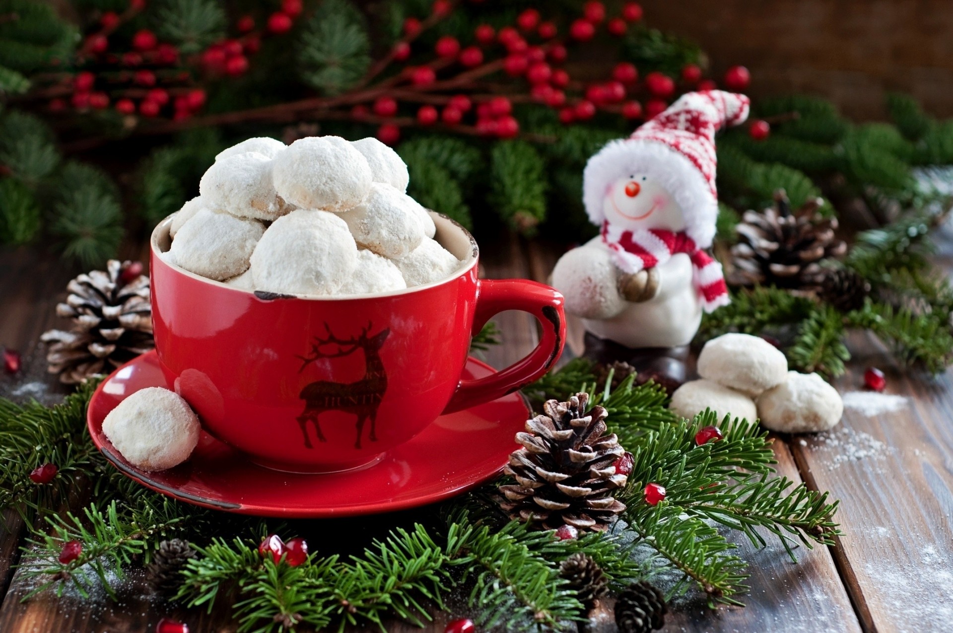 árbol de navidad muñeco de nieve dulces copa