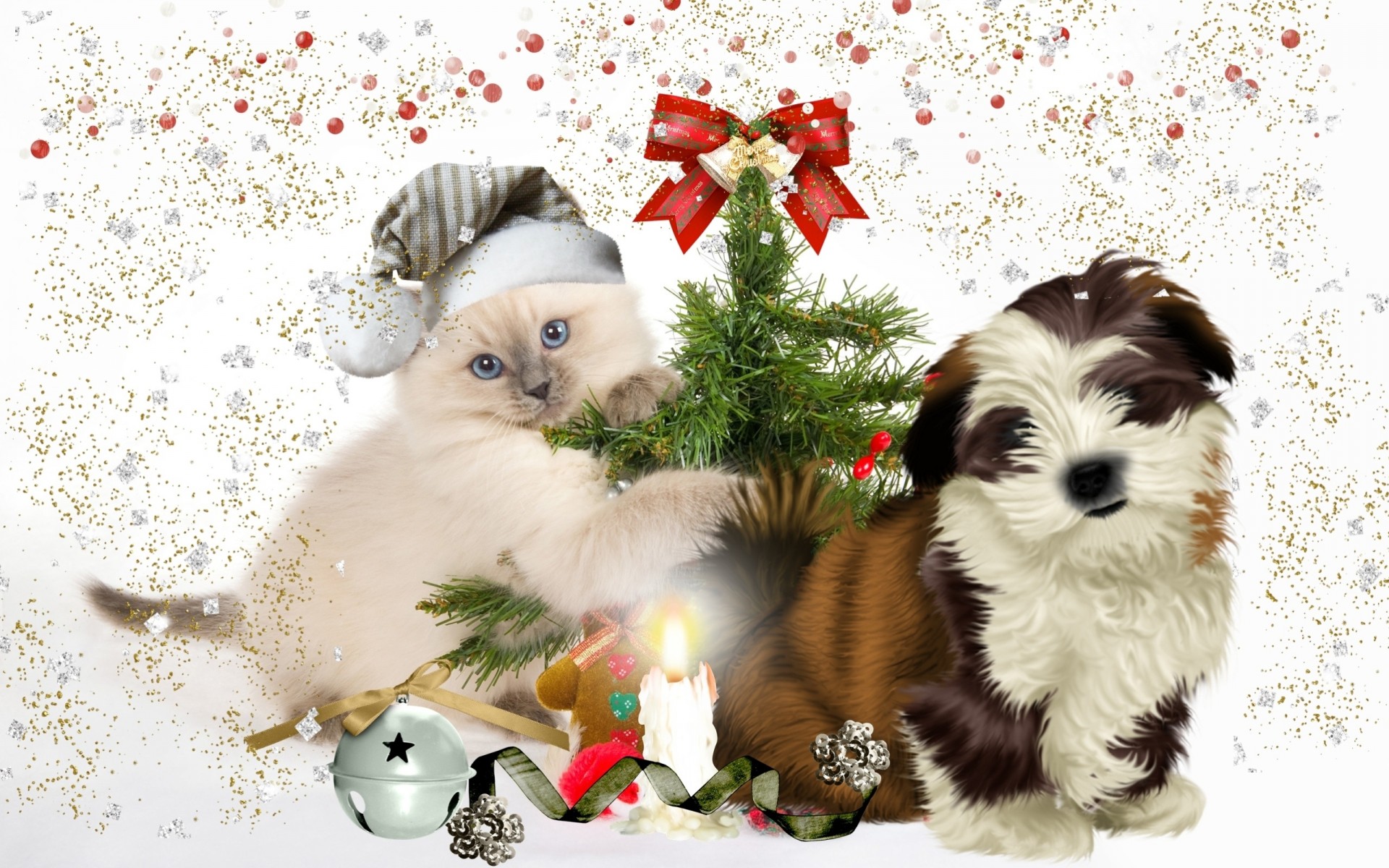 árbol de navidad perro cachorro gato