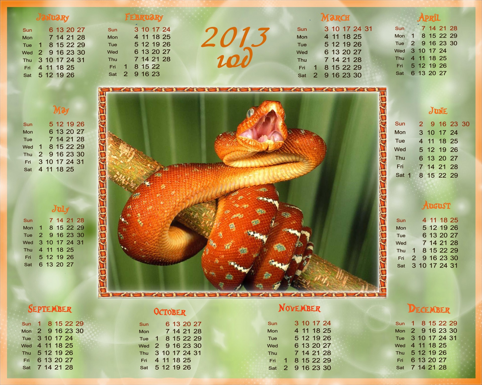 year of the snake new year calendar