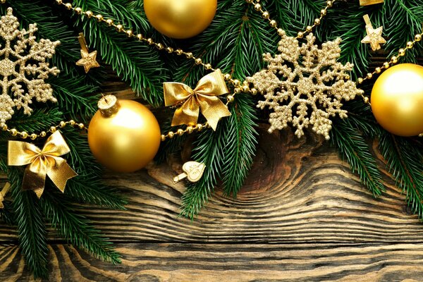 Christmas decorations on a wooden background