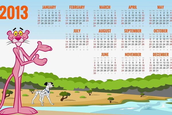 Calendar for 2013 with Disney cartoon characters