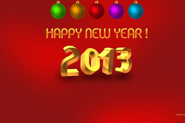 Пожелание Счастливого Нового года на красном фоне