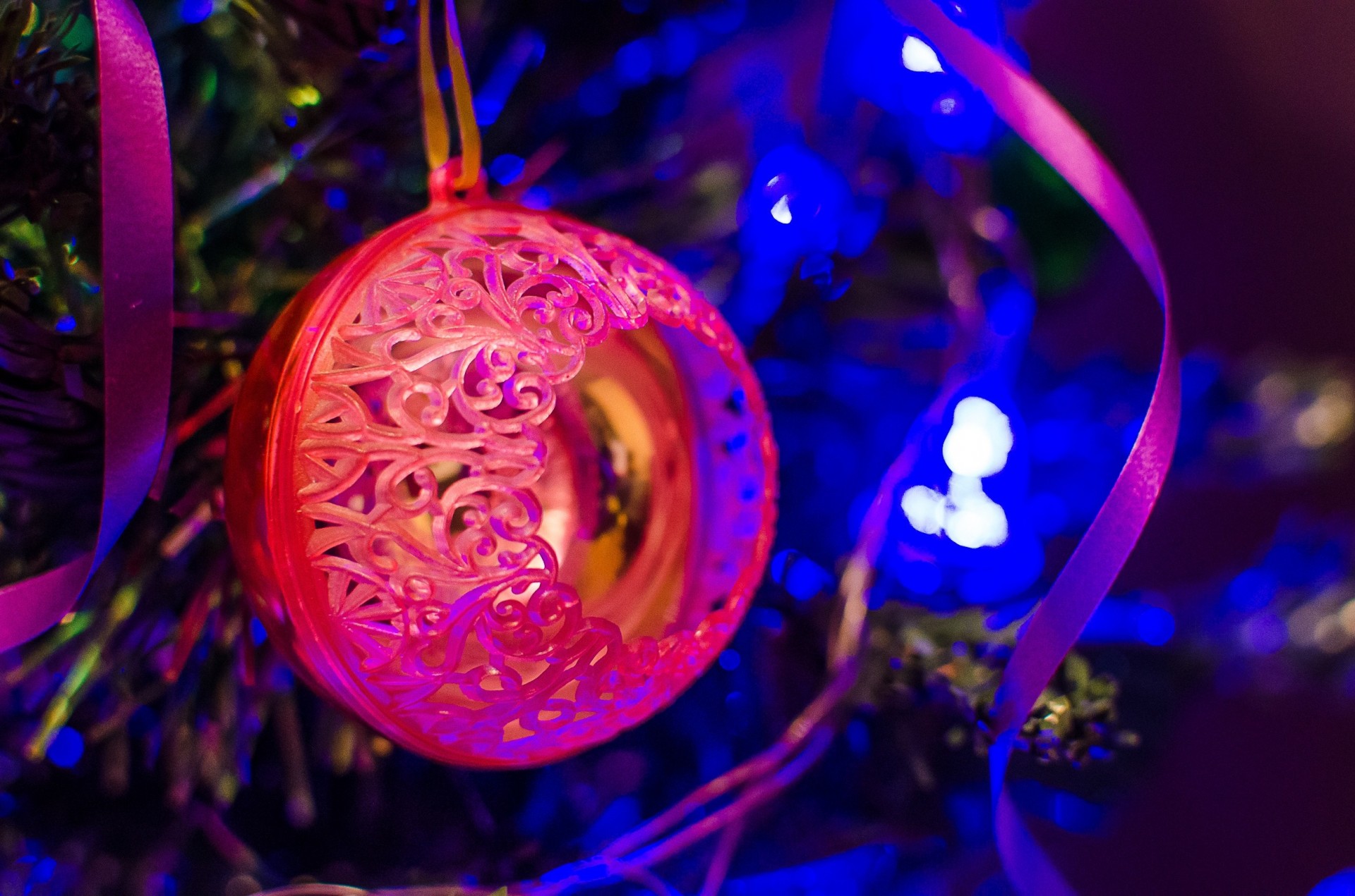 lumières bokeh ballon nouvel an arbre de noël