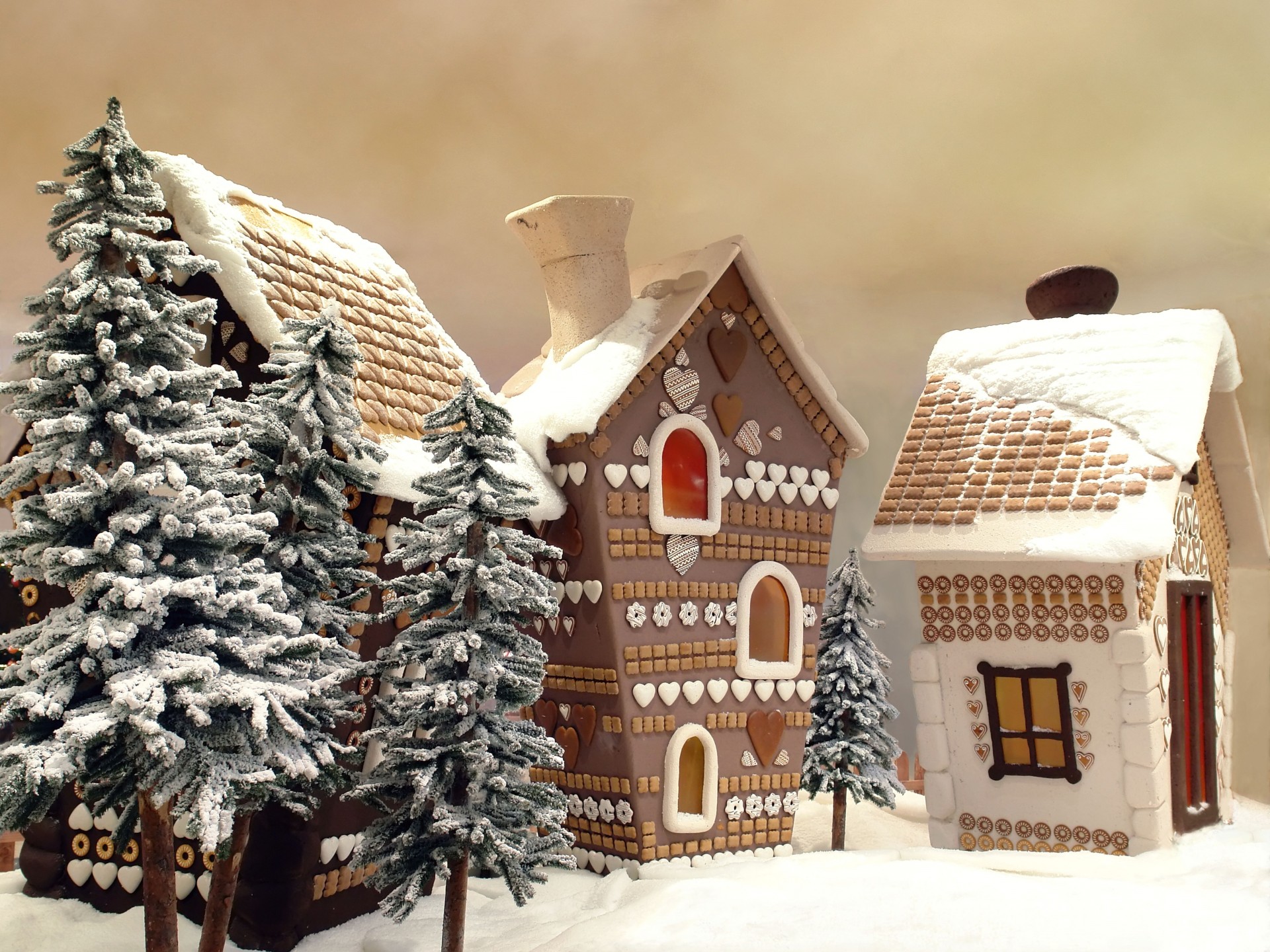 house village new year tree forest sweets tale snow winter