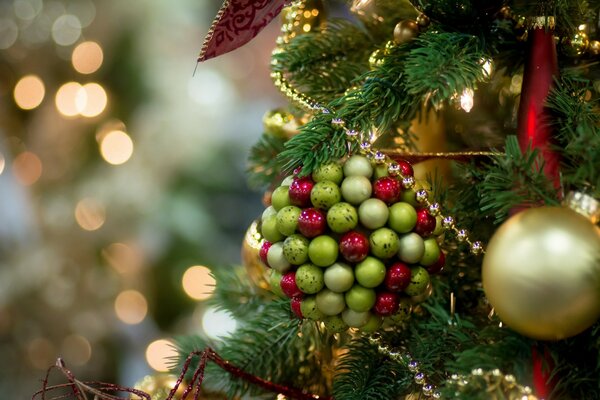 Beads balls on the Christmas tree