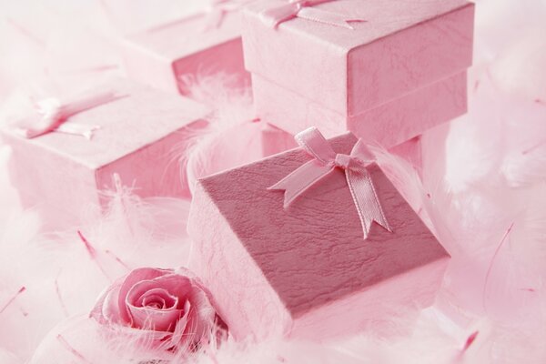 Gift box with rose and ribbon