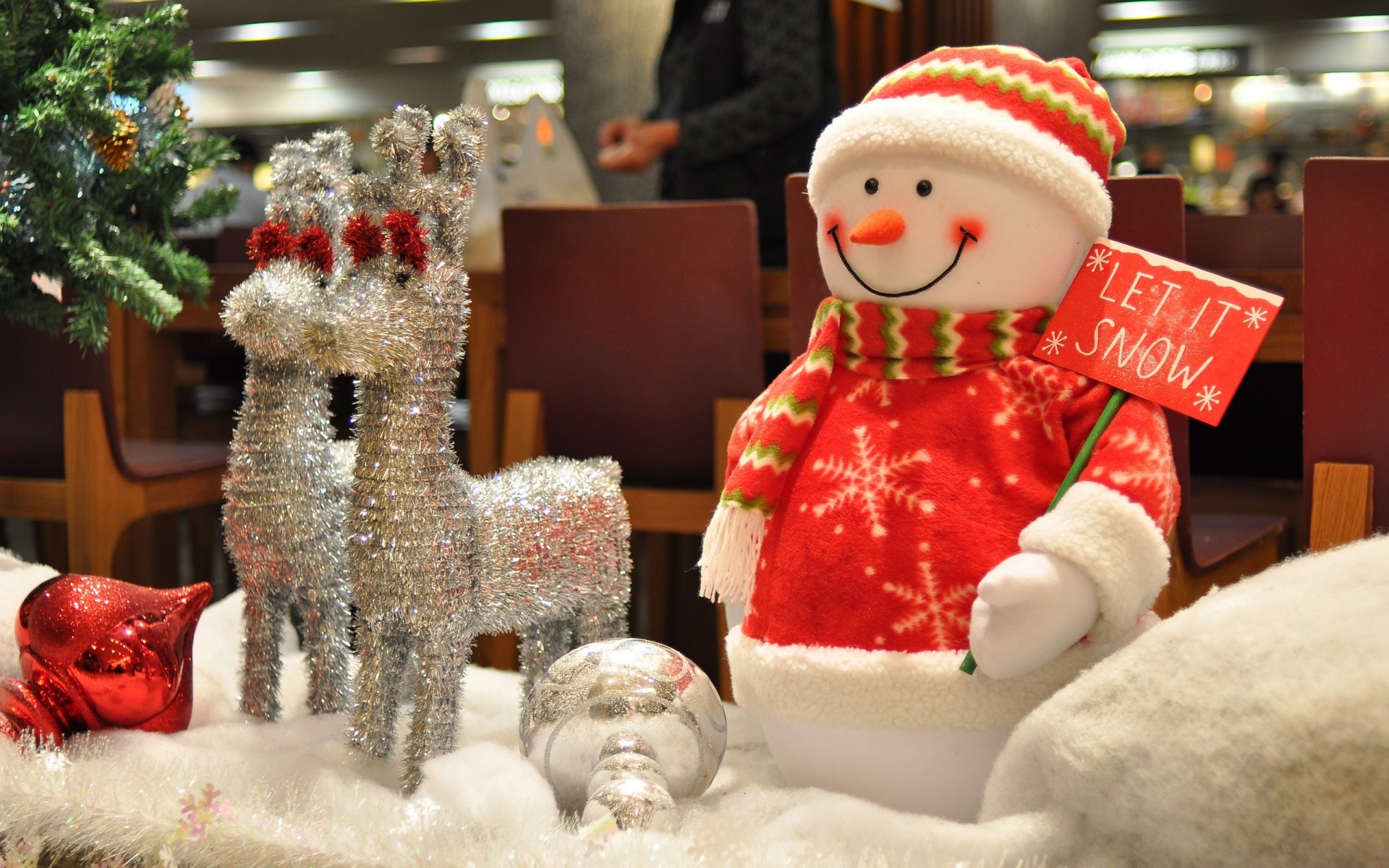 albero di natale nuovo anno natale pupazzo di neve cervi giocattoli argento