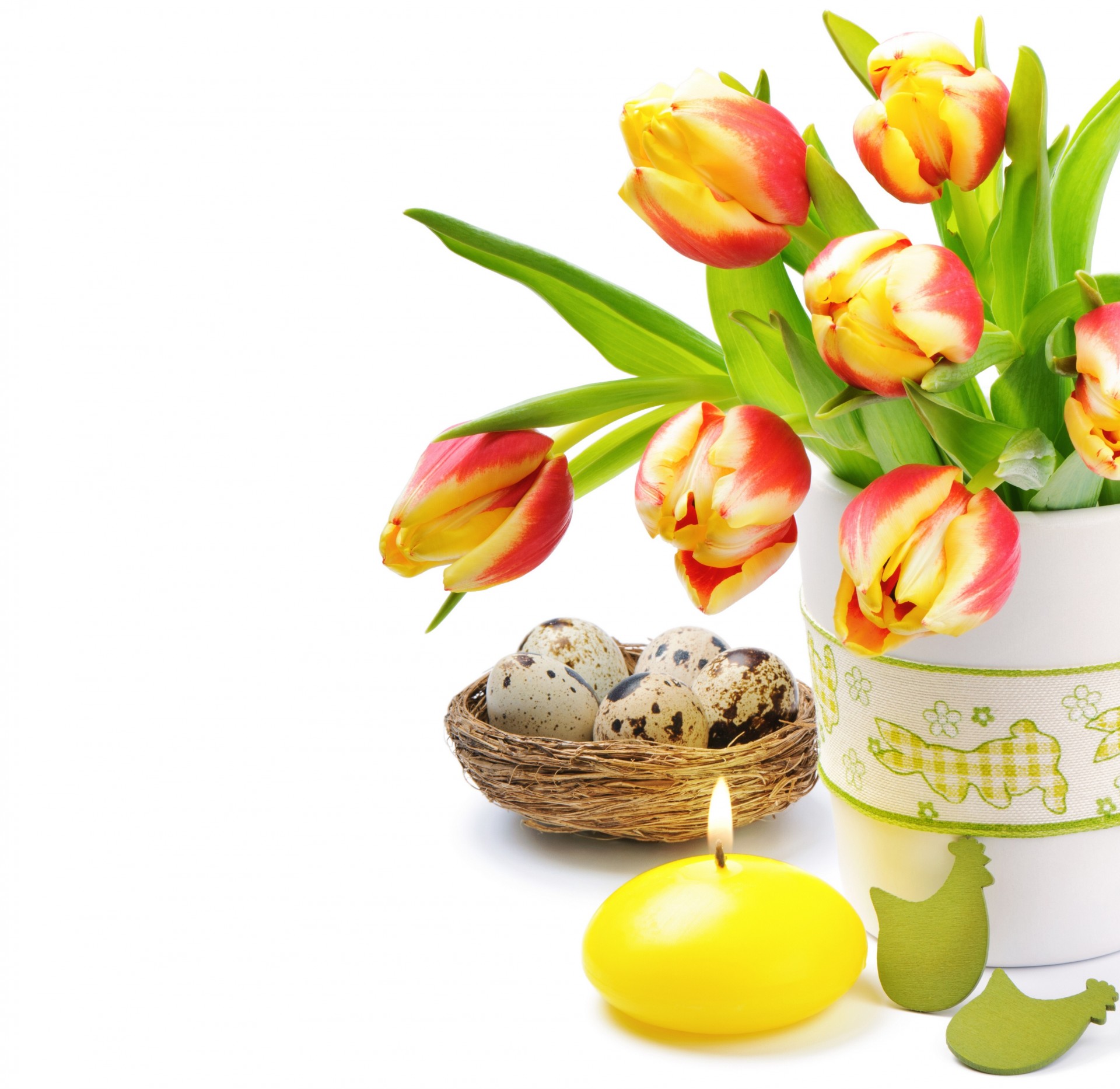 easter flower candles tulips egg