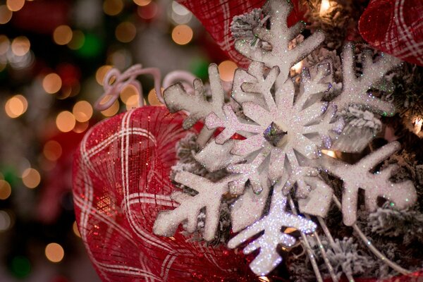 Snowflake with ribbon for New Year