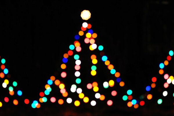 Vero albero di Natale bokeh per il nuovo anno