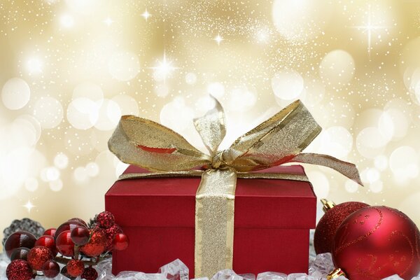 Caja de regalo roja. regalo de año nuevo