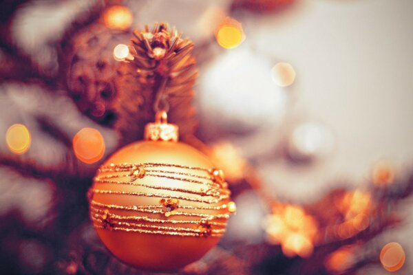 Beautiful golden Christmas ball