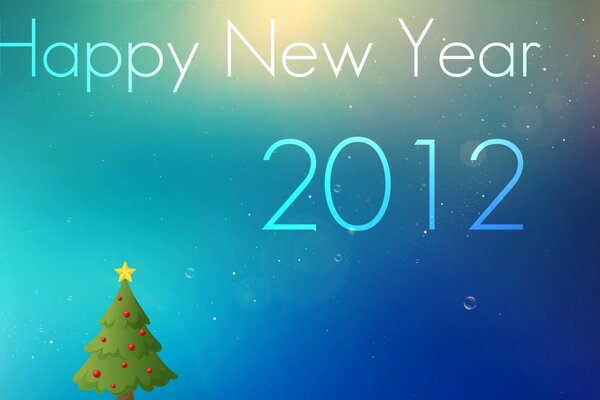 Happy New Year 2012 greeting card on a blue background