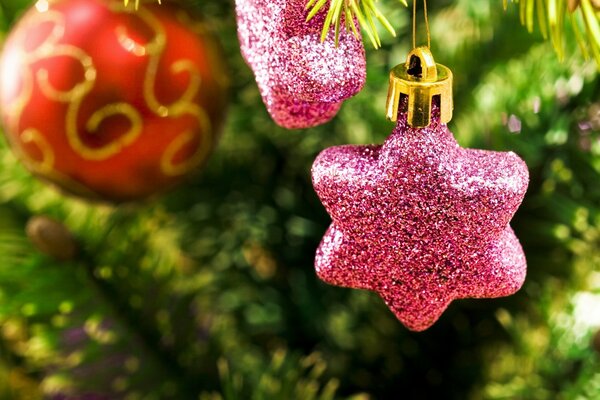 Christmas tree decoration pink star