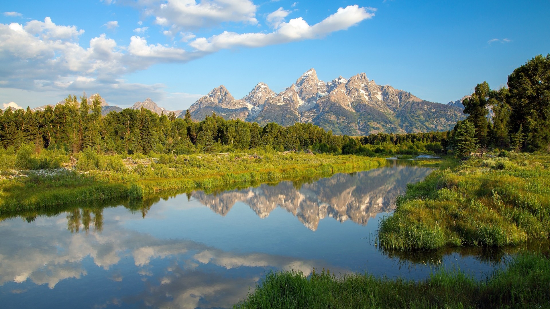 lasy krajobrazy przyroda góry usa refleksje rzeki wyoming refleksja