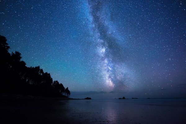 Ciel nocturne dans le silence de la nature dort