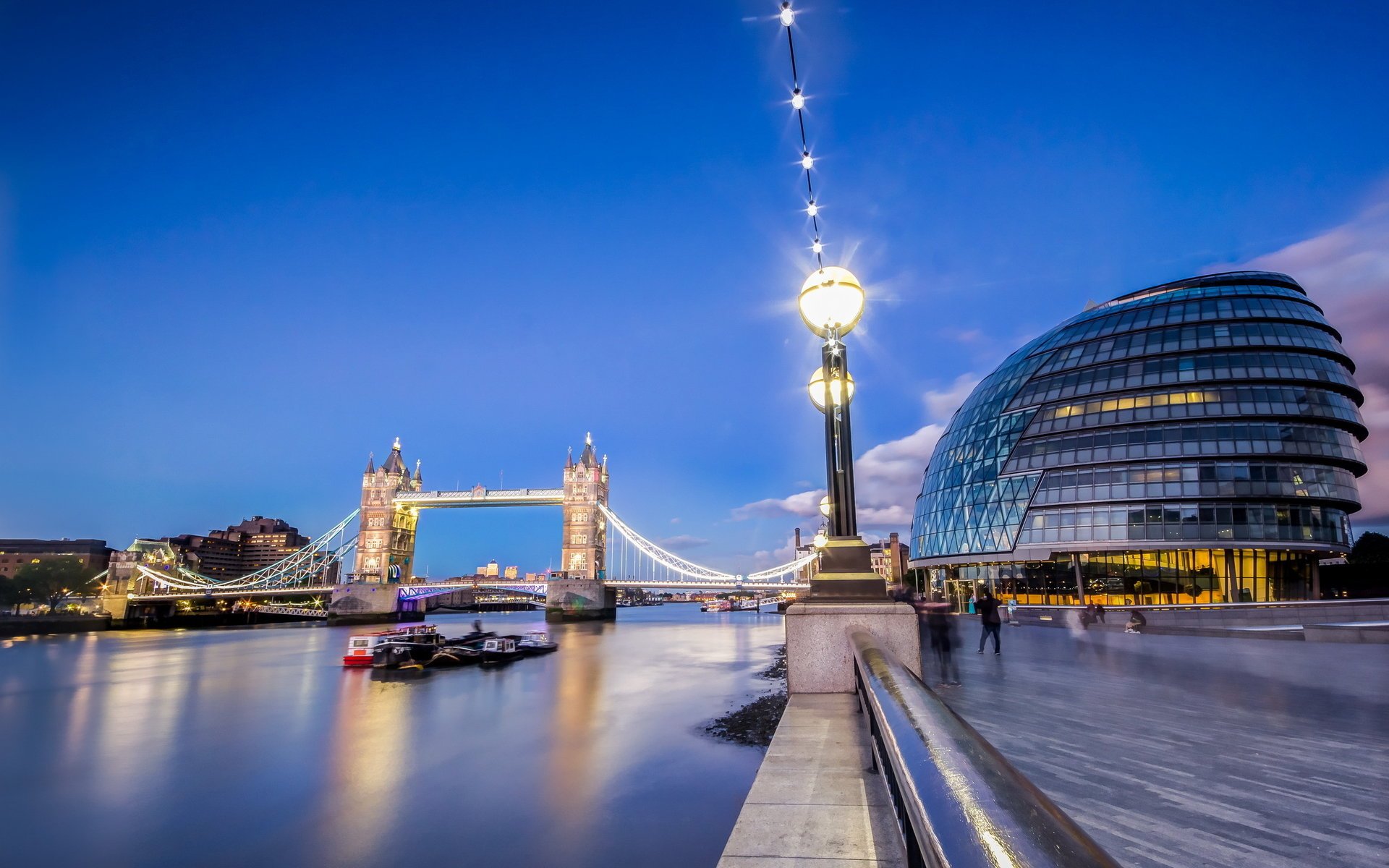 londres pont nuit rivière ville