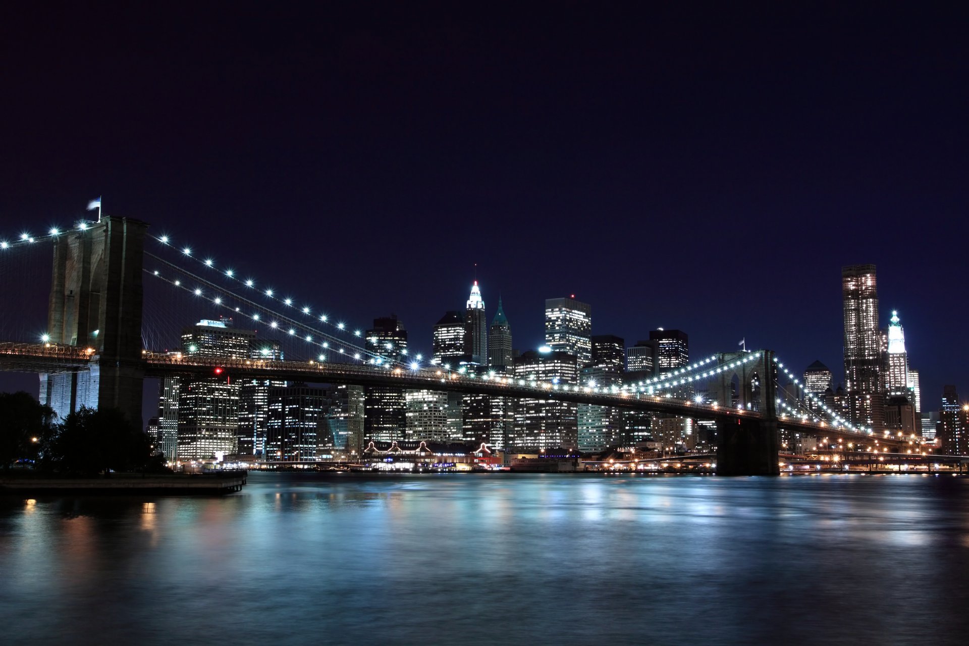 brooklyn bridge new york city stadt nacht lichter