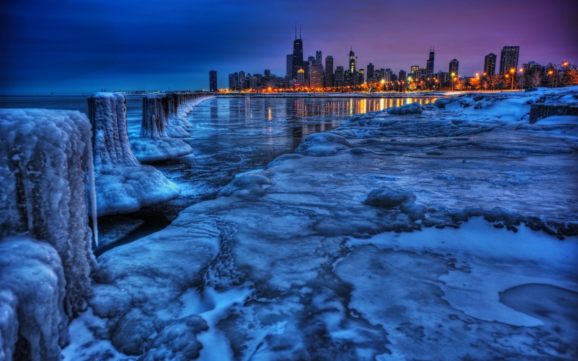 town winter landscape view