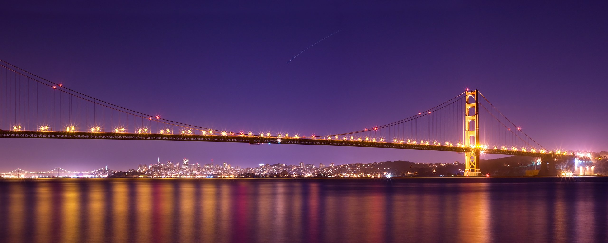 städte ansichten landschaften brücken ozean amerika straßen licht lichter nacht usa