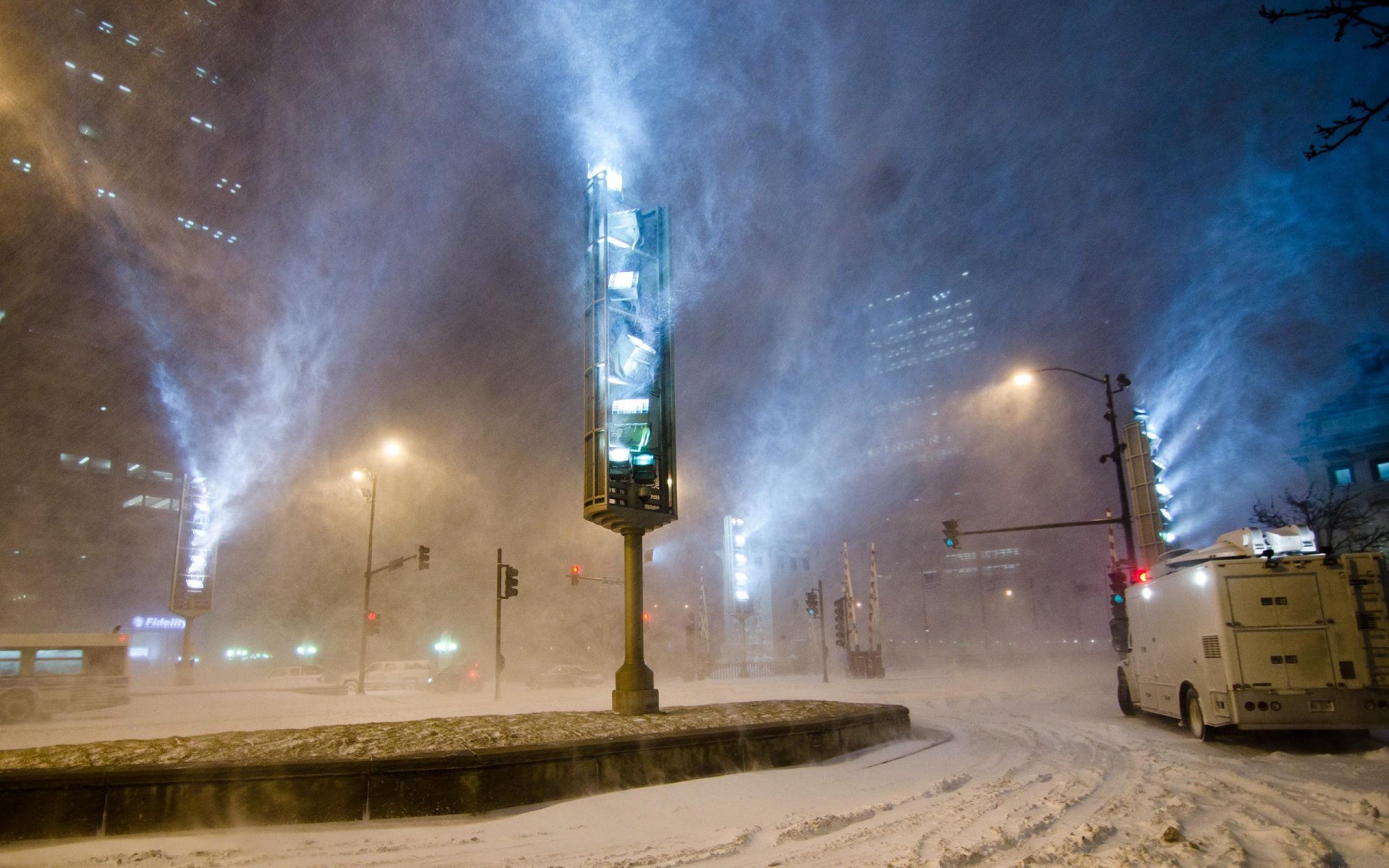 rue route feux de circulation feux de circulation machines blizzard hiver