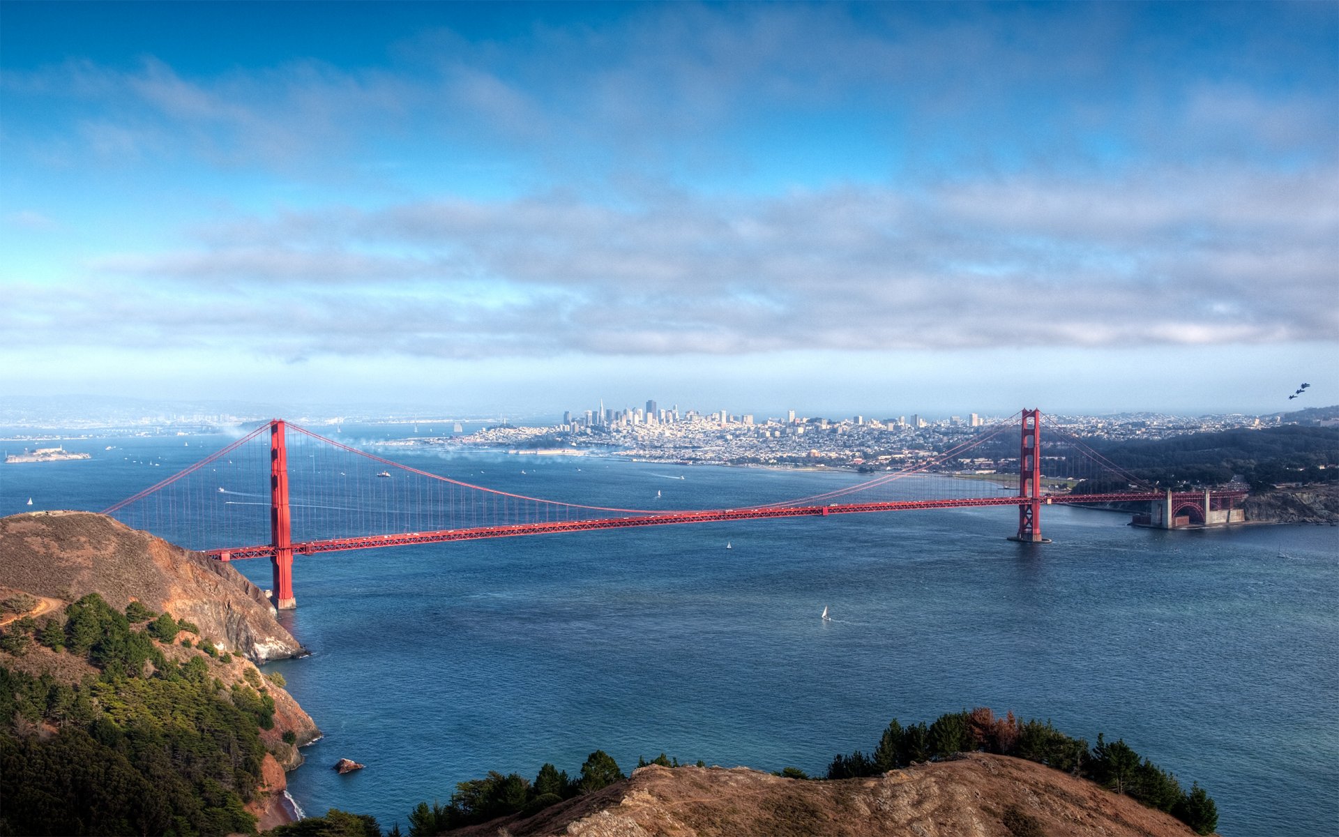 città america luoghi vista ponti strutture edifici mare oceano acqua distese rocce paesaggi case stati uniti san francisco stati uniti d america