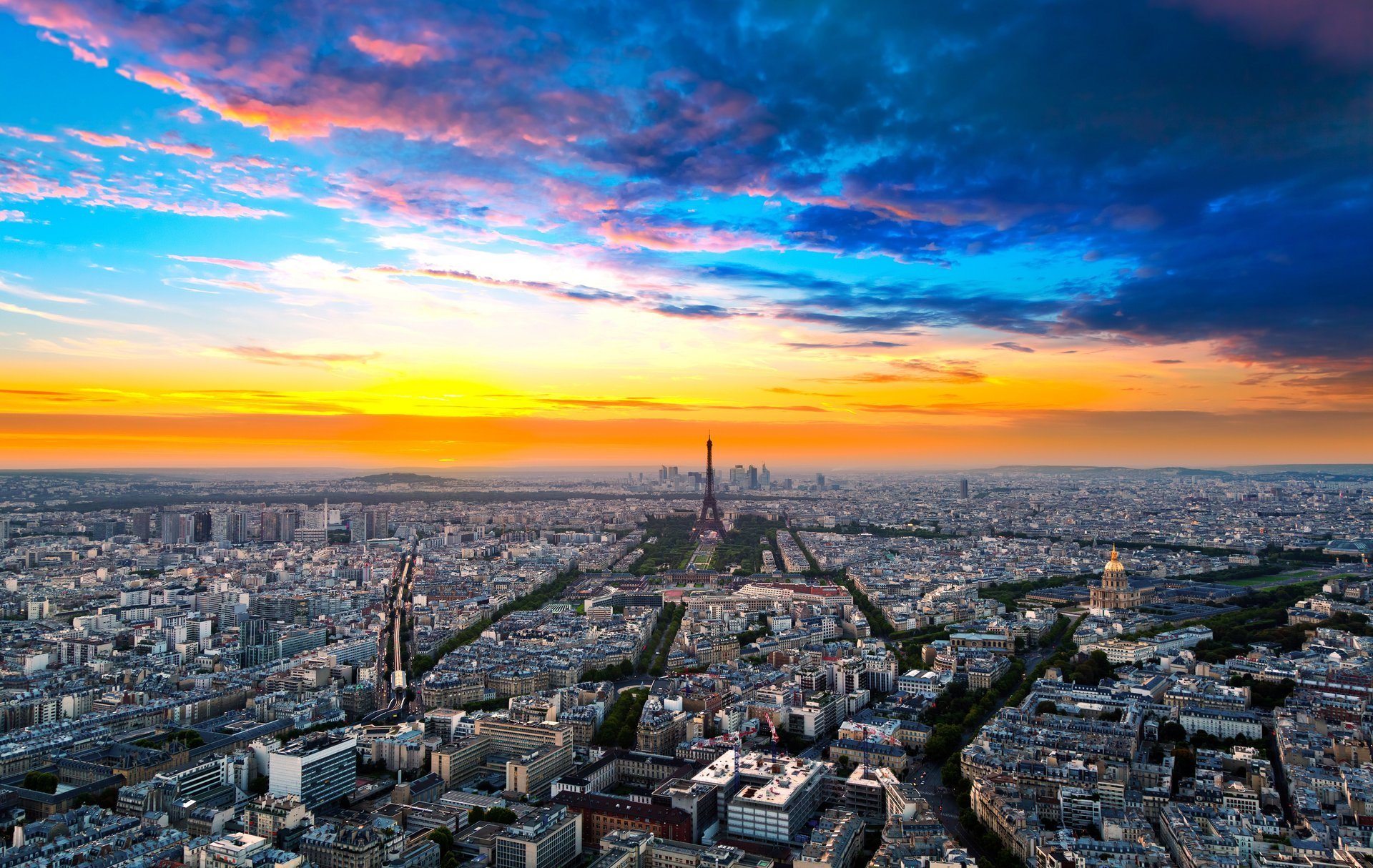 francia parís ciudad calles casas edificios torre eiffel horizonte cielo nubes