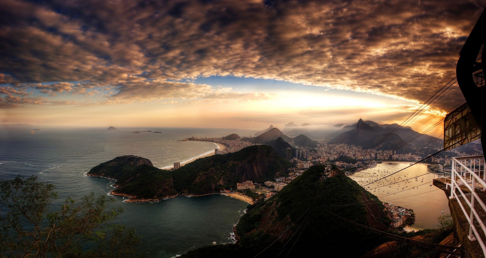 rio stadt häuser sonnenuntergang himmel wolken