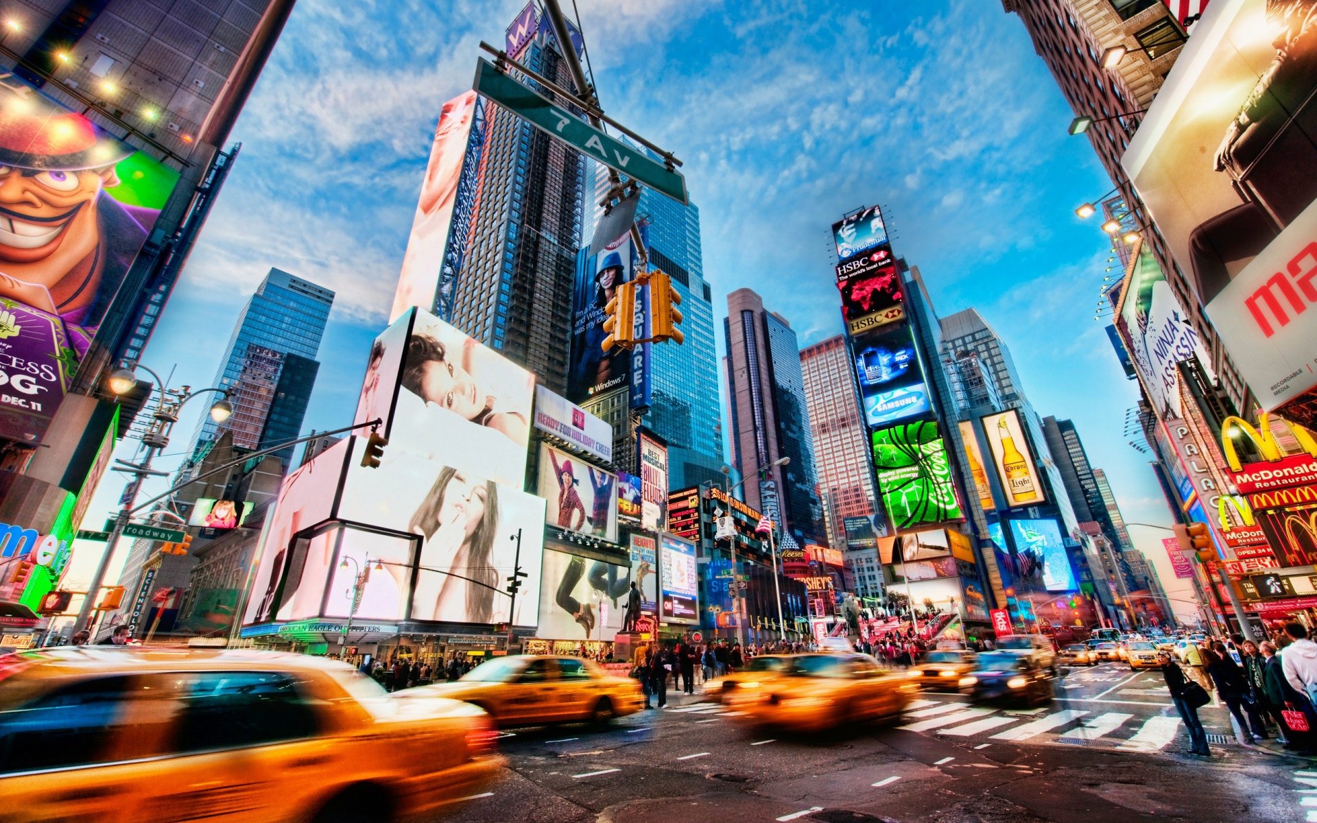 times square new york taxi persone città