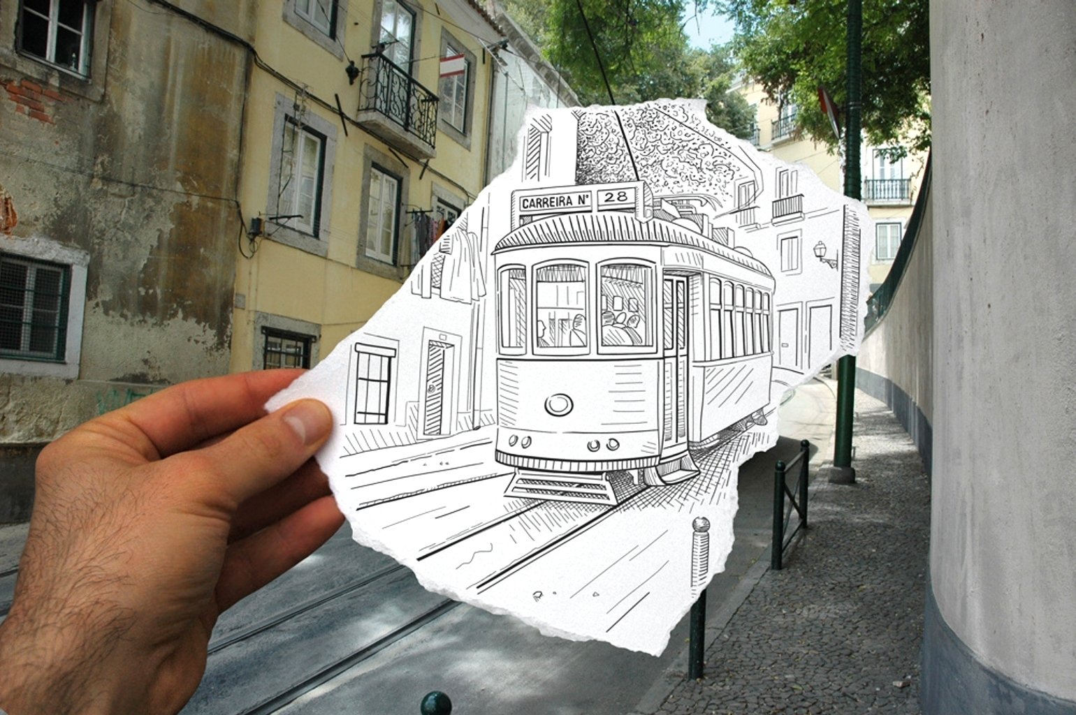 disegno foto combinazione tram