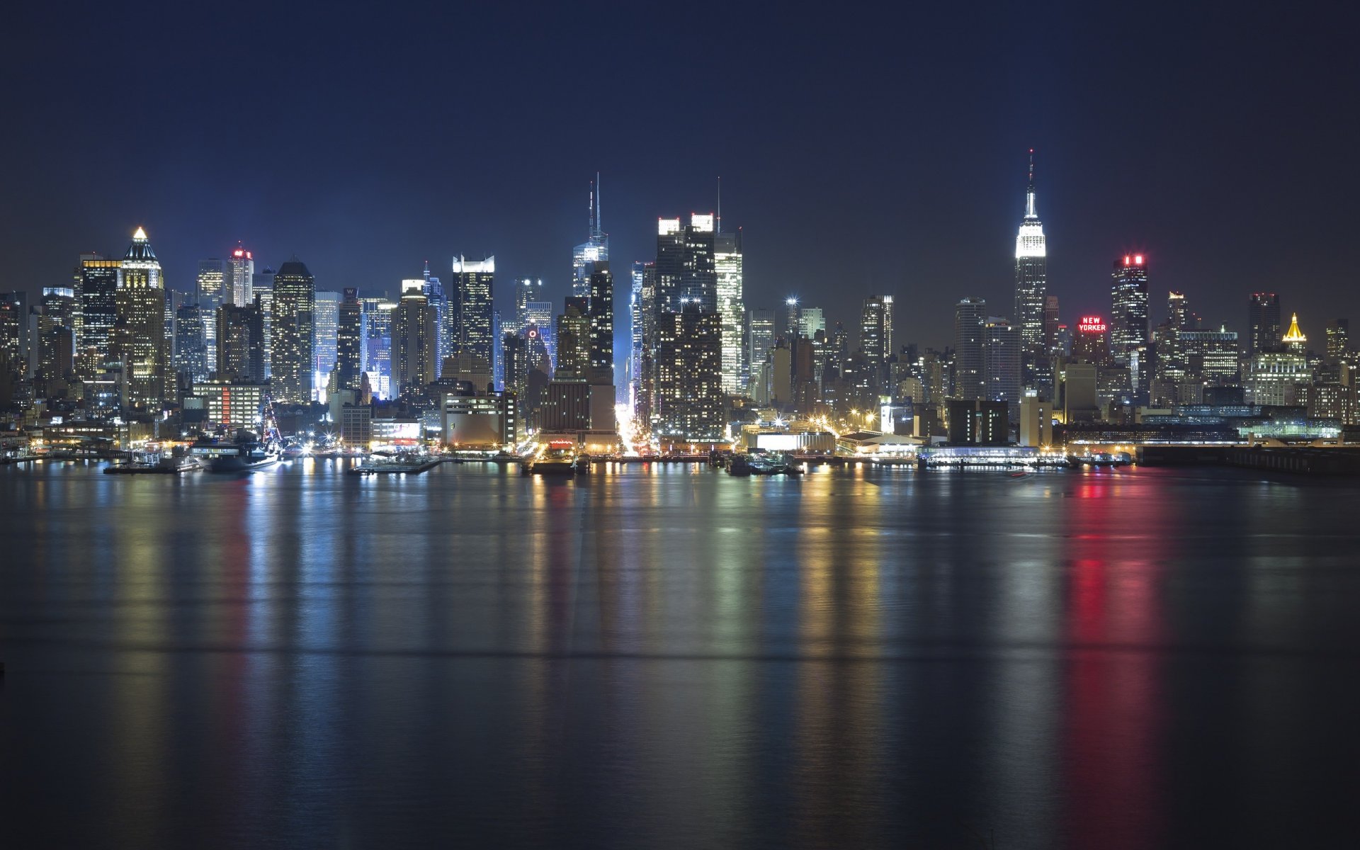 hudson new york rivière hudson nuit lumières états-unis états-unis amérique