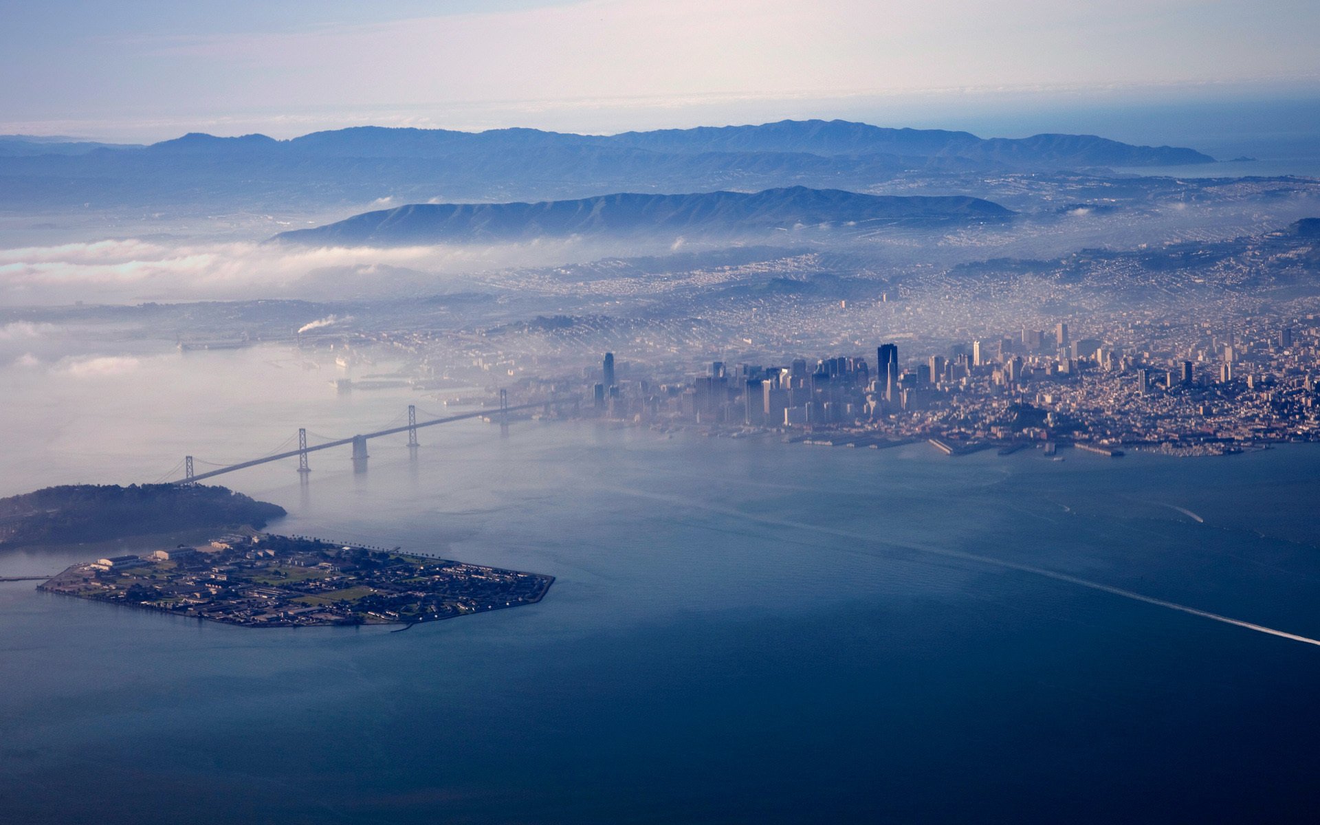 united states california town bridge gulf fog