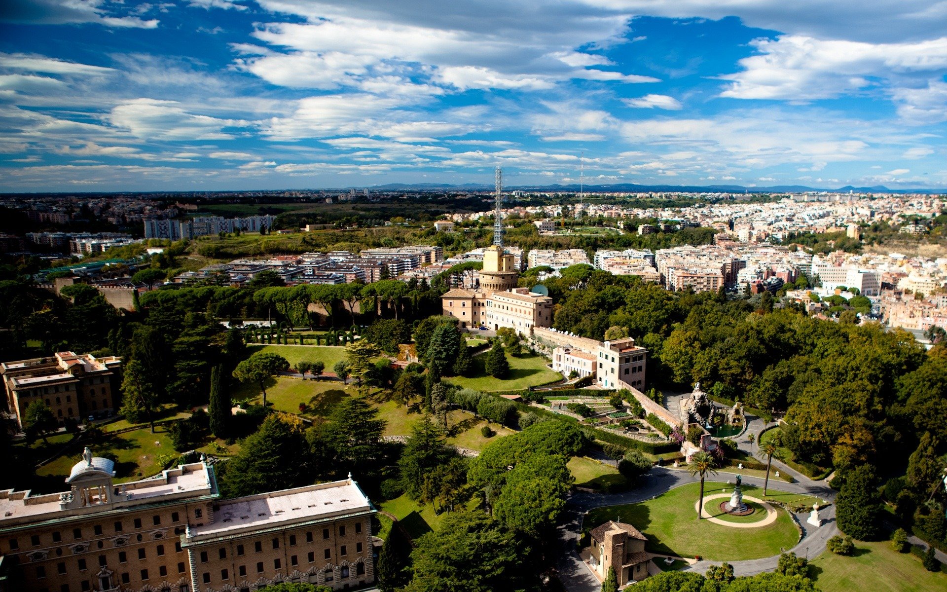 stadt rom häuser bäume park höhe italien europa roma